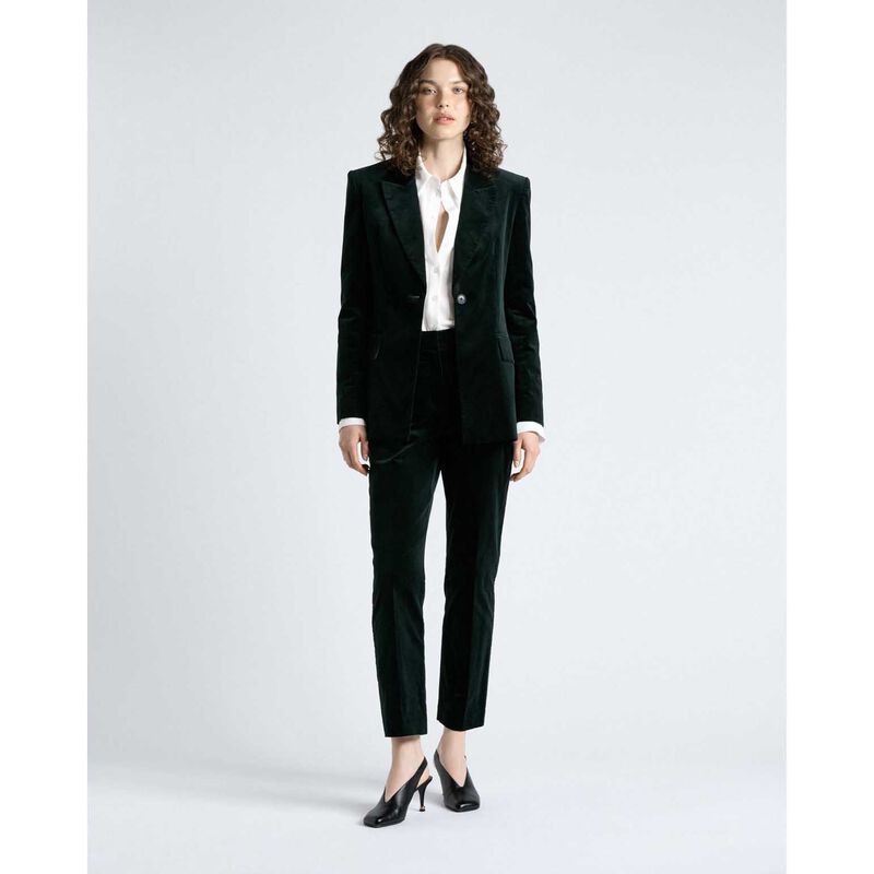 Cue Jade Stretch Velvet Hourglass Blazer image number 3